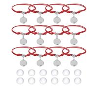 sourcing map Bracelet Blanks for Jewelry Making 12pcs 16mm Red Color Adjustable Alloy Round Bezel Tray Base Settings with 16mm Clear Glass Multi