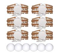 sourcing map Bracelet Blanks for Jewelry Making 6pcs 25mm Brown Color Adjustable Alloy Round Bezel Tray Base Settings with 25mm Clear Glass Multi