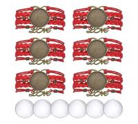 sourcing map Bracelet Blanks for Jewelry Making 6pcs 25mm Red Color Adjustable Alloy Round Bezel Tray Base Settings with 25mm Clear Glass Multi
