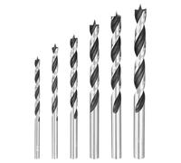sourcing map Brad Point Drill Bit Set 3/4/5/6/7/8mm Dia Straight Round Shank Metric Brad Point Spiral Twist Drill Bits for Softwood Hardwood Plywood Plastic Rubber, Silver Tone