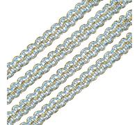 sourcing map Braid Gimp Trim 3/8" x 13 Yards Polyester Upholstery Trim Decorative Woven Fabric Ribbon Trim for DIY Craft Sewing Accessories Costume Home Decoration, Gold Blue