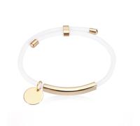 sourcing map Braided Adjustable Stainless Steel Bracelets, 3mm Personalized Handmade Braided Rope Wrap Stainless Steel Engravable Bracelets with Bag for Mens Womens(White/Rose Gold)