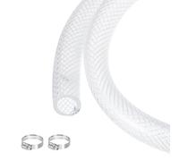 sourcing map Braided Clear PVC Vinyl Tubing 12.7mm x 15.9mm 10ft PVC Tube High Pressure Water Hose for Industrial Tubing, Pump, 1/2" ID 5/8" OD,with Clamps