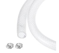 sourcing map Braided Clear PVC Vinyl Tubing 19mm x 25.4mm 25ft PVC Tube High Pressure Water Hose for Industrial Tubing, Pump, 3/4" ID 1" OD,with Clamps