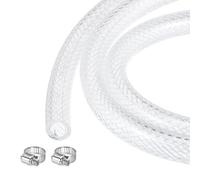sourcing map Braided Clear PVC Vinyl Tubing 6.4mm x 9.5mm 10ft PVC Tube High Pressure Water Hose for Industrial Tubing, Pump, 1/4" ID 3/8" OD,with Clamps