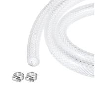 sourcing map Braided Clear PVC Vinyl Tubing 9.5mm x 12.7mm 25ft PVC Tube High Pressure Water Hose for Industrial Tubing, Pump, 3/8" ID 1/2" OD,with Clamps