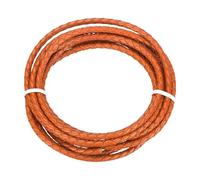 sourcing map Braided Leather Cord, 4mm Round Braided Faux Leather Necklace Cord Bolo Tie String 2 Yard for Jewelry Making Necklace Crafts Beading Braiding 19