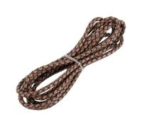 sourcing map Braided Leather Cord, Round Leather Bolo Tie String Rope for Crafts, Jewelry Making, Necklace, Bracelets, 4mm x 2m, Retro Brown