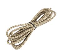 sourcing map Braided Leather Cord, Round Leather Bolo Tie String Rope for Crafts, Jewelry Making, Necklace, Bracelets, 4mm x 2m, Retro Khaki