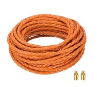sourcing map Braided Leather Cords, 8.7 Yard Round Leather Strap Soft Jewelry Rope with Cord Lock for Jewelry Wrist Lanyard Necklace Making, 4-strand 4mm Dia, Orange