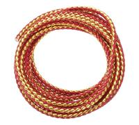 sourcing map Braided Leather Cords, Round Leather Strap, Soft Jewelry Leather Rope for Jewelry Making, Tie Making, Necklaces (3mm, 2 Yards, Red/Gold)