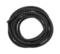 sourcing map Braided Leather Cords, Round Leather Strap, Soft Jewelry Leather Rope for Jewelry Making, Tie Making, Necklaces (5mm, 2 Yard, Black)