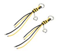sourcing map Braided Leather Rope Keychain Ropes Bag Charm Car Key Open Chain Ring with Heart Charm & Braided Diamond Knot Long Leather Strap Tassel for Bags Pants, Black Yellow, Pack of 2