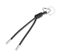 sourcing map Braided Leather Rope Keychain Ropes Bag Charm Car Key Open Chain Ring with Triangle Ring Charm & Braided Diamond Knot Long Leather Strap Tassel for Bags Pants, Black