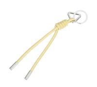 sourcing map Braided Leather Rope Keychain Ropes Bag Charm Car Key Open Chain Ring with Triangle Ring Charm & Braided Diamond Knot Long Leather Strap Tassel for Bags Pants, Beige