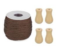 sourcing map Braided Lift Shade Cord, 1.8 mm 55 Yards/Roll Nylon Cord String with 4Pcs Wood Blind Pull Cord Knobs for Roman Blind Shade Rollers Repair Curtain Craft DIY (Wood)