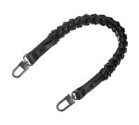 sourcing map Braided Purse Strap, 1Pc 44.7cm/17.6" Black PU Leather Replacement Handle, Short Handbag Strap Top Braided Handle with Black Buckles for Underarm Bags, Handbags, Bucket Bags