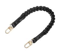sourcing map Braided Purse Strap, 1Pc 44.7cm/17.6" Black PU Leather Replacement Handle, Short Handbag Strap Top Braided Handle with Gold Buckles for Underarm Bags, Handbags, Bucket Bags