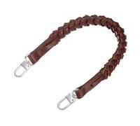 sourcing map Braided Purse Strap, 1Pc 44.7cm/17.6" Brown PU Leather Replacement Handle, Short Handbag Strap Top Braided Handle with Silver Buckles for Underarm Bags, Handbags, Bucket Bags