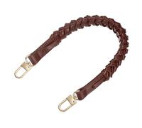 sourcing map Braided Purse Strap, 1Pc 44.7cm/17.6" Brown PU Leather Replacement Handle, Short Handbag Strap Top Braided Handle with Gold Buckles for Underarm Bags, Handbags, Bucket Bags