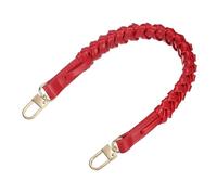 sourcing map Braided Purse Strap, 1Pc 44.7cm/17.6" Red PU Leather Replacement Handle, Short Handbag Strap Top Braided Handle with Gold Buckles for Underarm Bags, Handbags, Bucket Bags