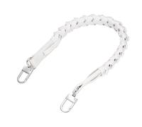 sourcing map Braided Purse Strap, 1Pc 44.7cm/17.6" White PU Leather Replacement Handle, Short Handbag Strap Top Braided Handle with Silver Buckles for Underarm Bags, Handbags, Bucket Bags