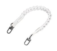 sourcing map Braided Purse Strap, 1Pc 44.7cm/17.6" White PU Leather Replacement Handle, Short Handbag Strap Top Braided Handle with Black Buckles for Underarm Bags, Handbags, Bucket Bags