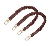 sourcing map Braided Purse Strap, 2Pcs 44.7cm/17.6" Brown PU Leather Replacement Handle, Short Handbag Strap Top Braided Handle with Gold Buckles for Underarm Bags, Handbags, Bucket Bags