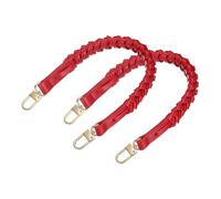 sourcing map Braided Purse Strap, 2Pcs 44.7cm/17.6" Red PU Leather Replacement Handle, Short Handbag Strap Top Braided Handle with Gold Buckles for Underarm Bags, Handbags, Bucket Bags