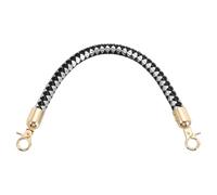 sourcing map Braided Purse Straps, 11.8 Inch PU Leather Handbag Handles Braided Leather Short Handbag Strap Replacement with Spring Buckle for DIY Handbags Purse Making, Black Silver