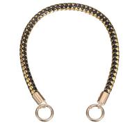 sourcing map Braided Purse Straps, 46cm PU Leather Handbag Handles Braided Leather Handbag Strap Replacement with Spring Buckles for DIY Handbags Purse Making, Black Gold