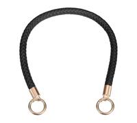 sourcing map Braided Purse Straps, 46cm PU Leather Handbag Handles Braided Leather Handbag Strap Replacement with Spring Buckles for DIY Handbags Purse Making, Black