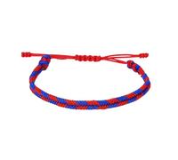 sourcing map Braided Rope Bracelet, Plaid Pattern Adjustable Woven Cord Handmade String Stylish Accessory for Women Men Friendship Gift, Navy Blue+Red