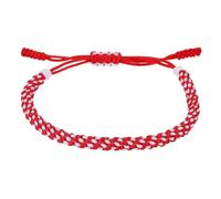 sourcing map Braided Rope Bracelets, Plaid Pattern Adjustable Woven Cord Handmade String Stylish Accessory for Women Men Friendship Gift, Red+White