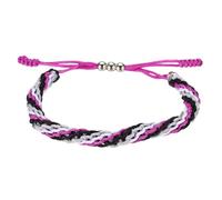 sourcing map Braided Rope Bracelets, Stripe Pattern Adjustable Woven Cord Handmade String Stylish Accessory for Women Men Friendship Gift, White+Grey+Black+Purple