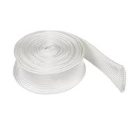 sourcing map Braided Sleeving 3meter x 15mm High Temp Fiberglass Braid Cable Sleeve for Automotive Home Office Cables Video Cord Management Cable Protection, White