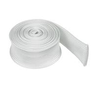 sourcing map Braided Sleeving 3meter x 30mm High Temp Fiberglass Braid Cable Sleeve for Automotive Home Office Cables Video Cord Management Cable Protection, White