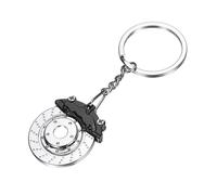 sourcing map Brake Disc Keychain with Caliper Car Brake System Auto Parts Key Chains Caliper Keyring Key Fob Fit Men Women for Cars Trucks Bikes, Black