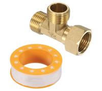 sourcing map Brass Angle Stop 1/2" Outlet x 1/2" Inlet Compression Valve | 3 Way Tee,Supply Line Connector,Water Line Adapter Splitter for Faucet,Water Filters