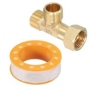 sourcing map Brass Angle Stop 1/2" Outlet x 1/2" Inlet Compression Valve | 3 Way,Tee Supply Line Connector,Water Line Adapter Splitter for Faucet,Water Filters
