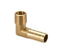 sourcing map Brass Barb Hose Fitting, 90 Degree Elbow 10mm Barbed to 1/4 PT Male Pipe Adapter Connector