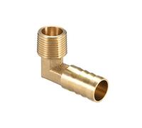 sourcing map Brass Barb Hose Fitting, 90 Degree Elbow 14mm Barbed to 3/8 PT Male Pipe Adapter Connector