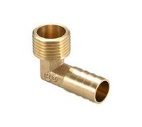 sourcing map Brass Barb Hose Fitting, 90 Degree Elbow 14mm Barbed to G1/2 Male Pipe Adapter Connector