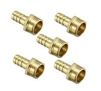 sourcing map Brass Barb Hose Fitting Connector Adapter 12mm Barbed x G1/2 Male Pipe 5pcs