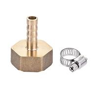 sourcing map Brass Barb Hose Fitting Connector Adapter 8mm Barbed x G3/4 Female Pipe with Hose Clamp and Washer
