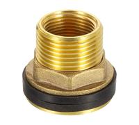 Sourcing Map Brass Bulkhead Fitting with Washer, G1 Male x G3/4" Female Thread Water Tank Connector, Threaded Hose Adapter for Various Pipes, Faucets, Hoses, Fittings