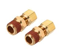 sourcing map Brass Compression Tube Fitting 1/4NPT x 1/4" Tube OD Straight Coupling Adapter, Pack of 2