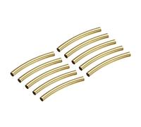 sourcing map Brass Curved Tube Beads, 2mm x 20mm Glossy Noodles Spacer Bead 1.6mm Inner Dia for DIY Jewelry Making Crafts Projects, Gold Tone 50Pcs