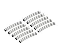 sourcing map Brass Curved Tube Beads, 3mm x 20mm Glossy Noodles Spacer Bead 2.6mm Inner Dia for DIY Jewelry Making Crafts Projects, Silver Tone 30Pcs