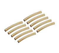 sourcing map Brass Curved Tube Beads, 3mm x 25mm Glossy Noodles Spacer Bead 2.6mm Inner Dia for DIY Jewelry Making Crafts Projects, Gold Tone 30Pcs